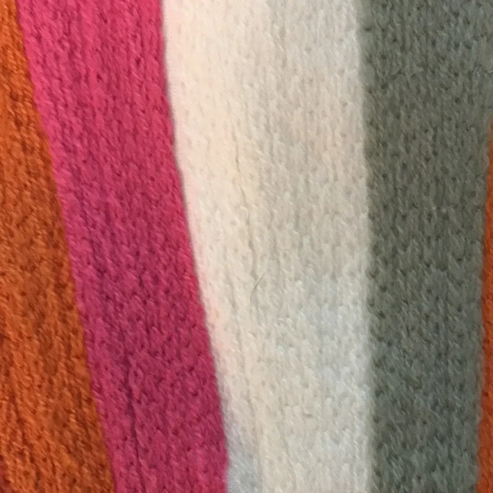 New West Elm Embroidered Striped Lumbar Pillow Cover Ivory Pink Gray Orange Rust